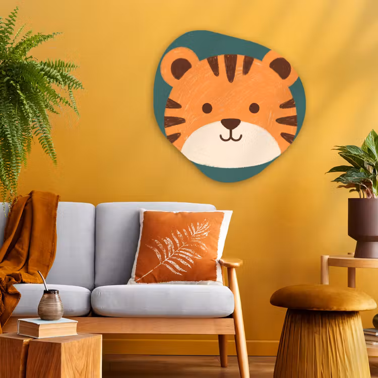 Organic painting - Aluminum -. Animals - Head - Orange - Illustration - Modern — 3