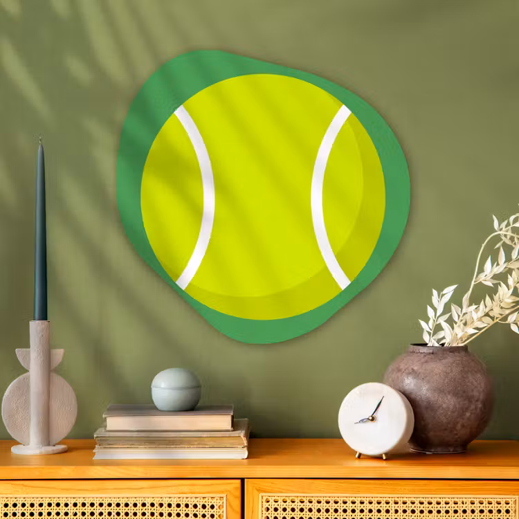Organic painting - Aluminum -. Ball - Yellow - Sports - Green - Illustration — 2