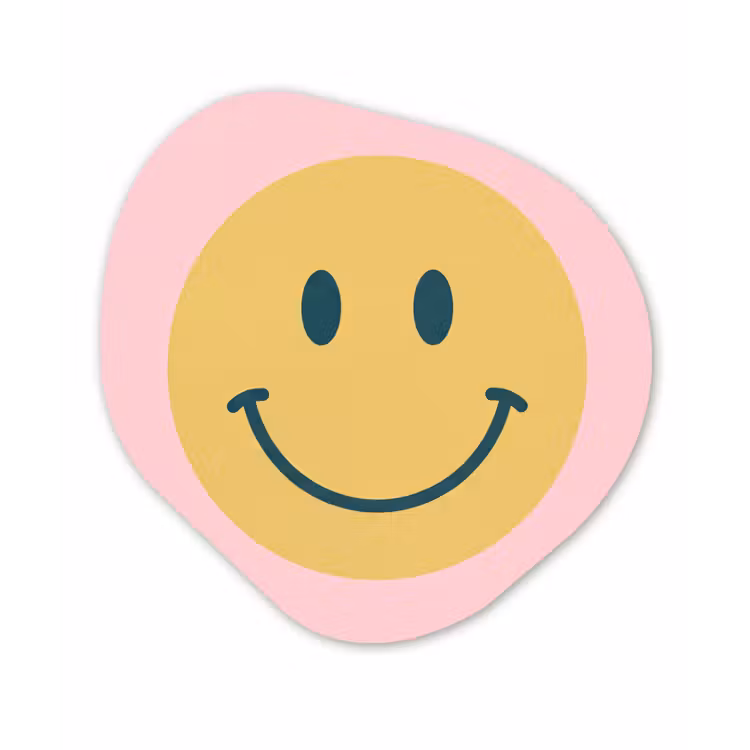 Organic painting - Aluminum -. Smiley - Yellow - Pink - Symbol - Minimalist — 1