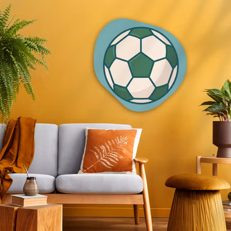 Organic painting - Aluminum -. Soccer - Geometric - Sports - Illustration - Blue-green — 3