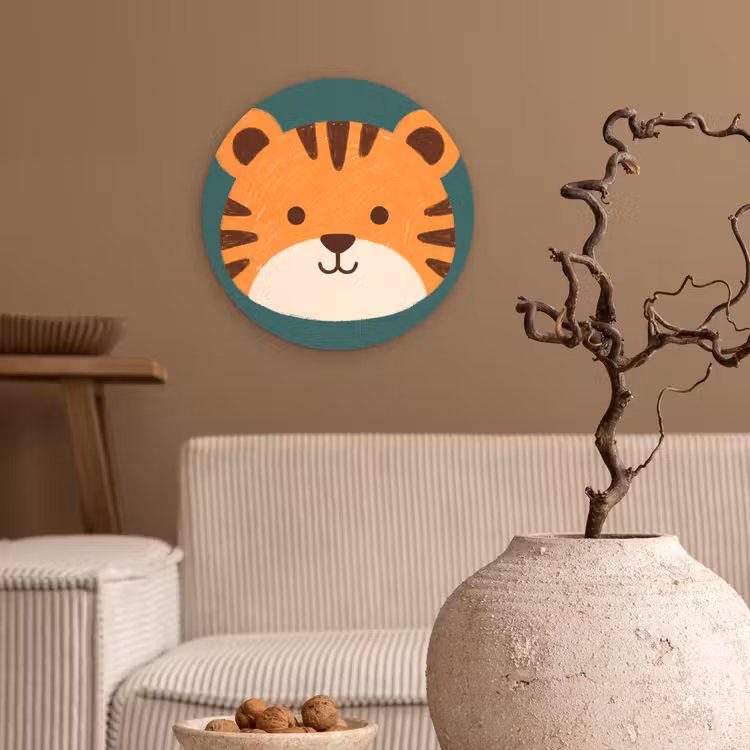 round wall art - Animals - Head - Orange - Illustration - Modern — 2