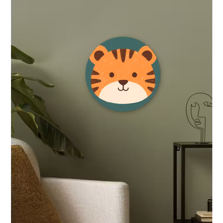 round wall art - Animals - Head - Orange - Illustration - Modern — 3