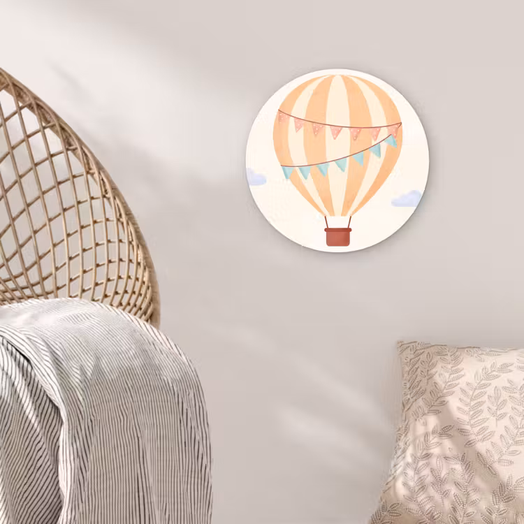 round wall art - Hot Air Balloon - Clouds - Illustration - Soft - Children's Room — 5