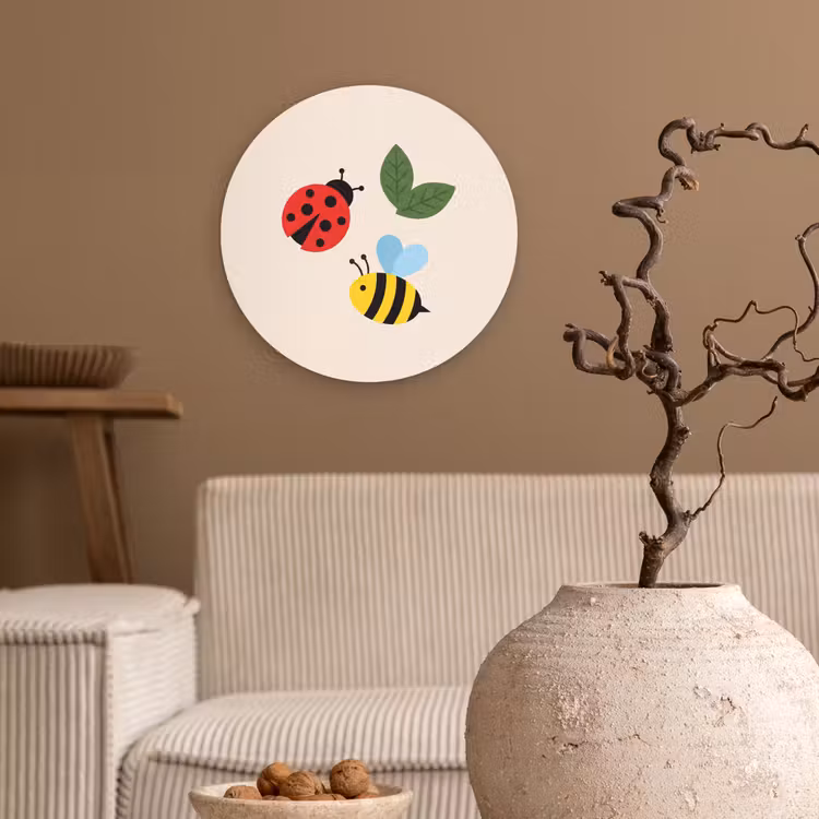 round wall art - Insect - Leaf - Nature - Playful - Illustration — 2