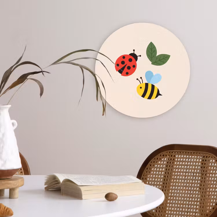 round wall art - Insect - Leaf - Nature - Playful - Illustration — 4