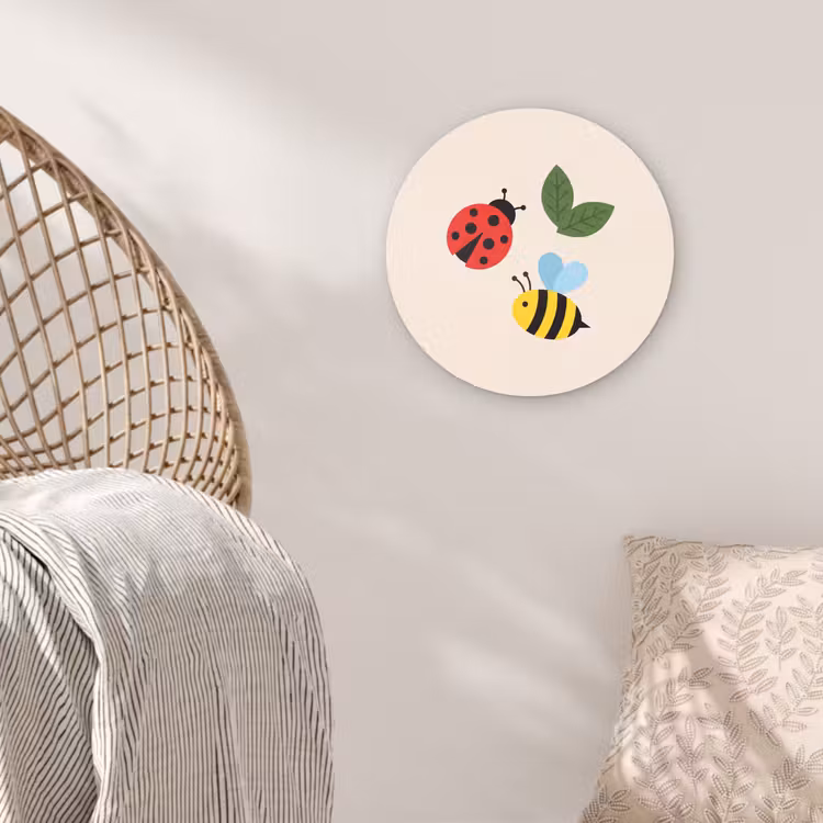 round wall art - Insect - Leaf - Nature - Playful - Illustration — 5