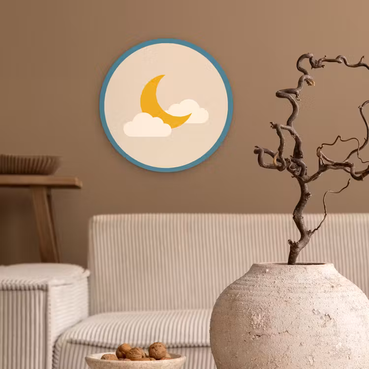 round wall art - Moon - Clouds - Nature - Abstract - Yellow — 2