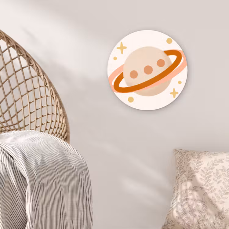 round wall art - Planet - Rings - Space - Illustration - Beige — 5