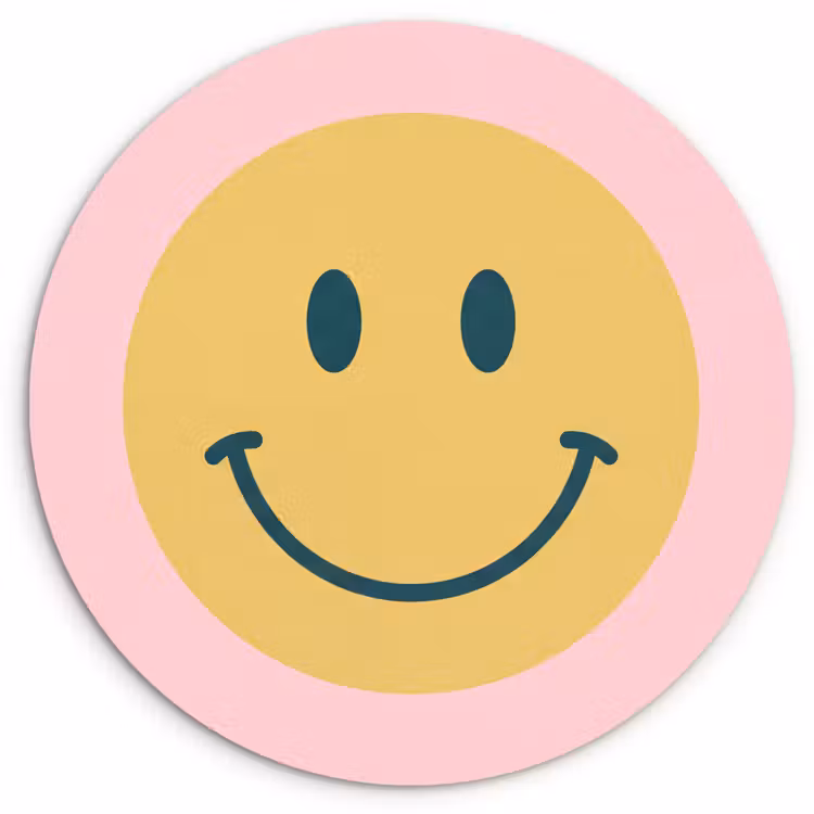 round wall art - Smiley - Yellow - Pink - Symbol - Minimalist — 1