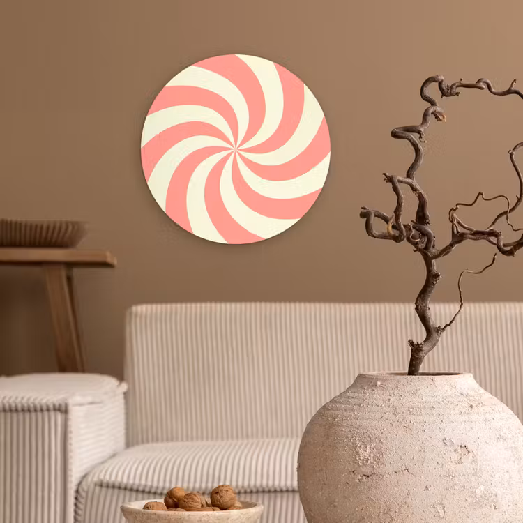 round wall art - Spiral - Pattern - Abstract - Pink - Beige — 2