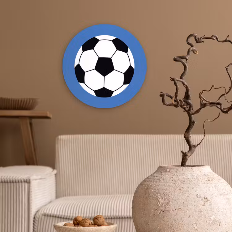 round wall art - Soccer - Black and White - Sports - Illustration - Blue — 2