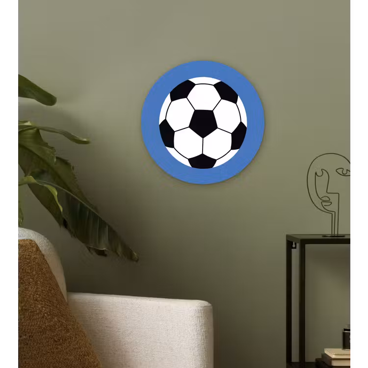 round wall art - Soccer - Black and White - Sports - Illustration - Blue — 3