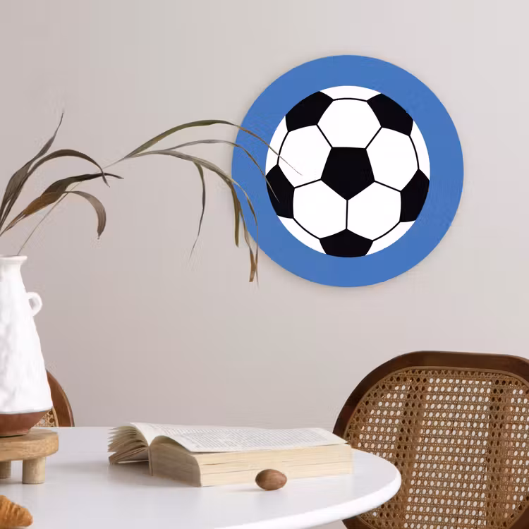 round wall art - Soccer - Black and White - Sports - Illustration - Blue — 4