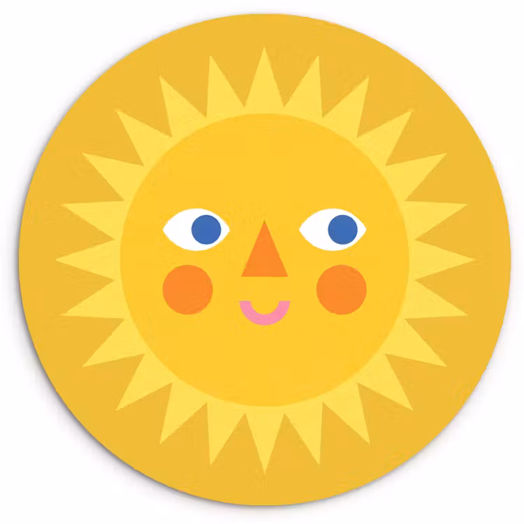 round wall art - Sun - Face - Summer - Illustration - Yellow — 1