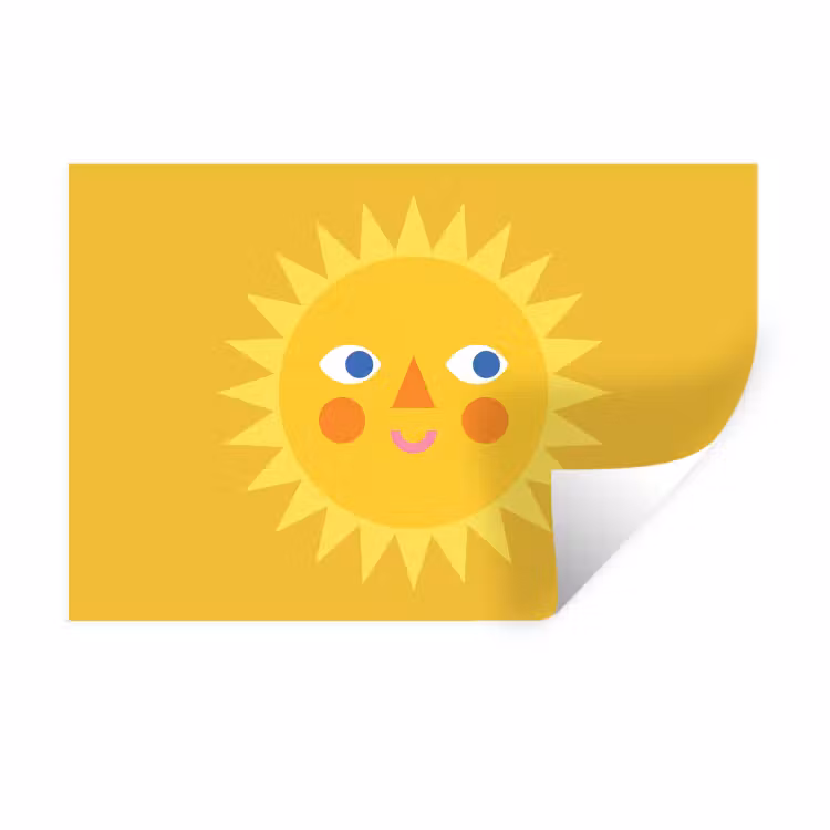 Wall Sticker - Sun - Face - Summer - Illustration - Yellow — 1