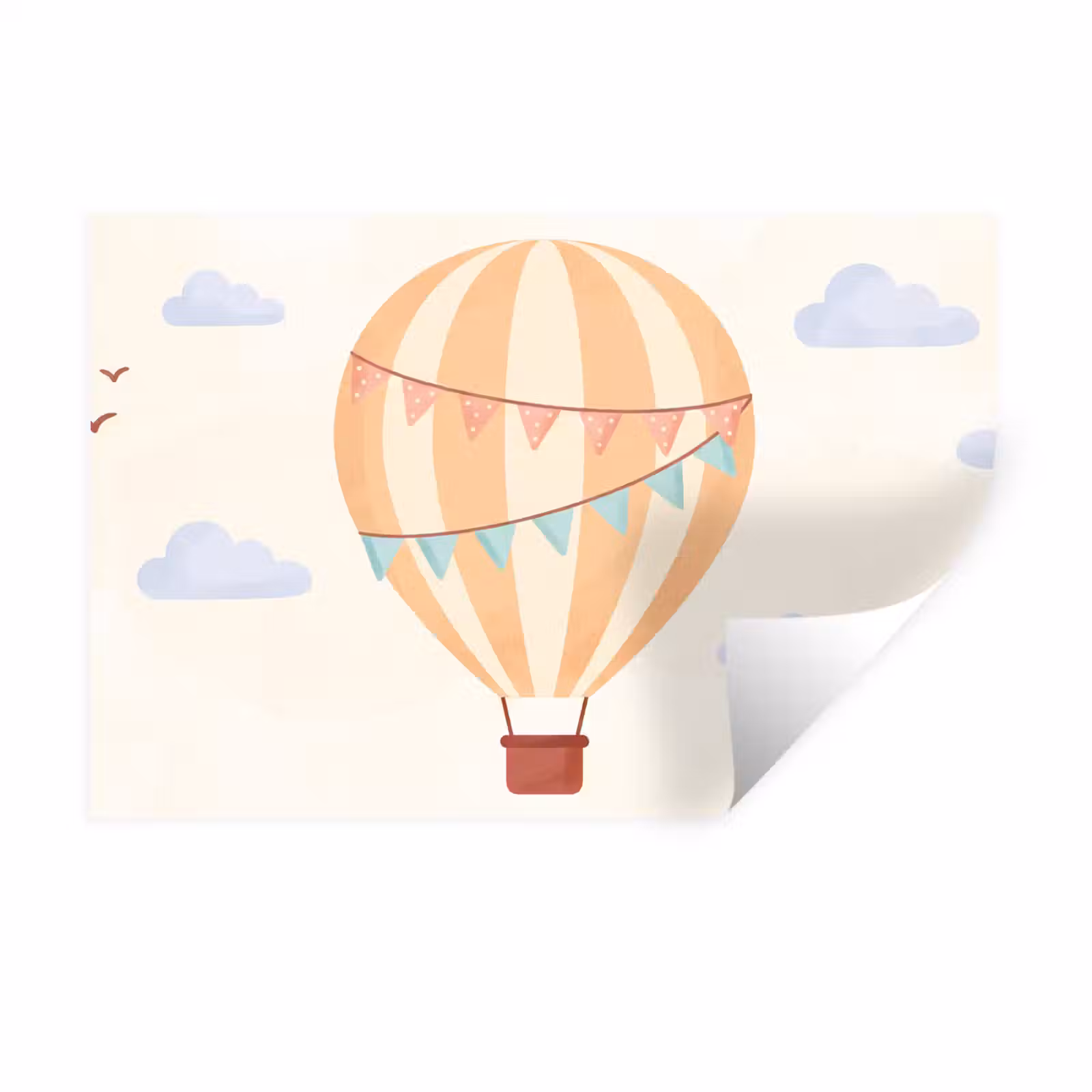 Wall Sticker - Hot Air Balloon - Clouds - Illustration - Soft - Children's Room — 1