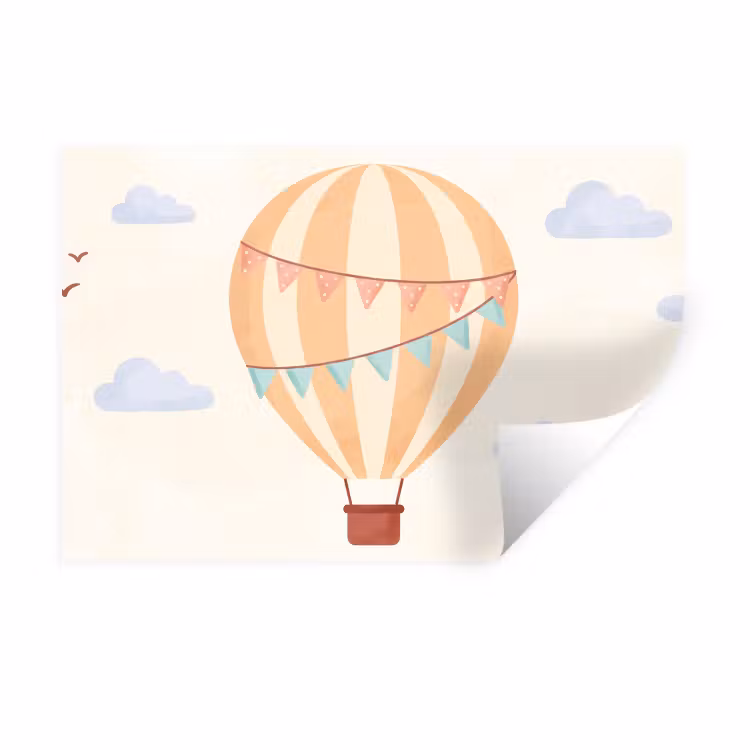 Wall Sticker - Hot Air Balloon - Clouds - Illustration - Soft - Children's Room — 1