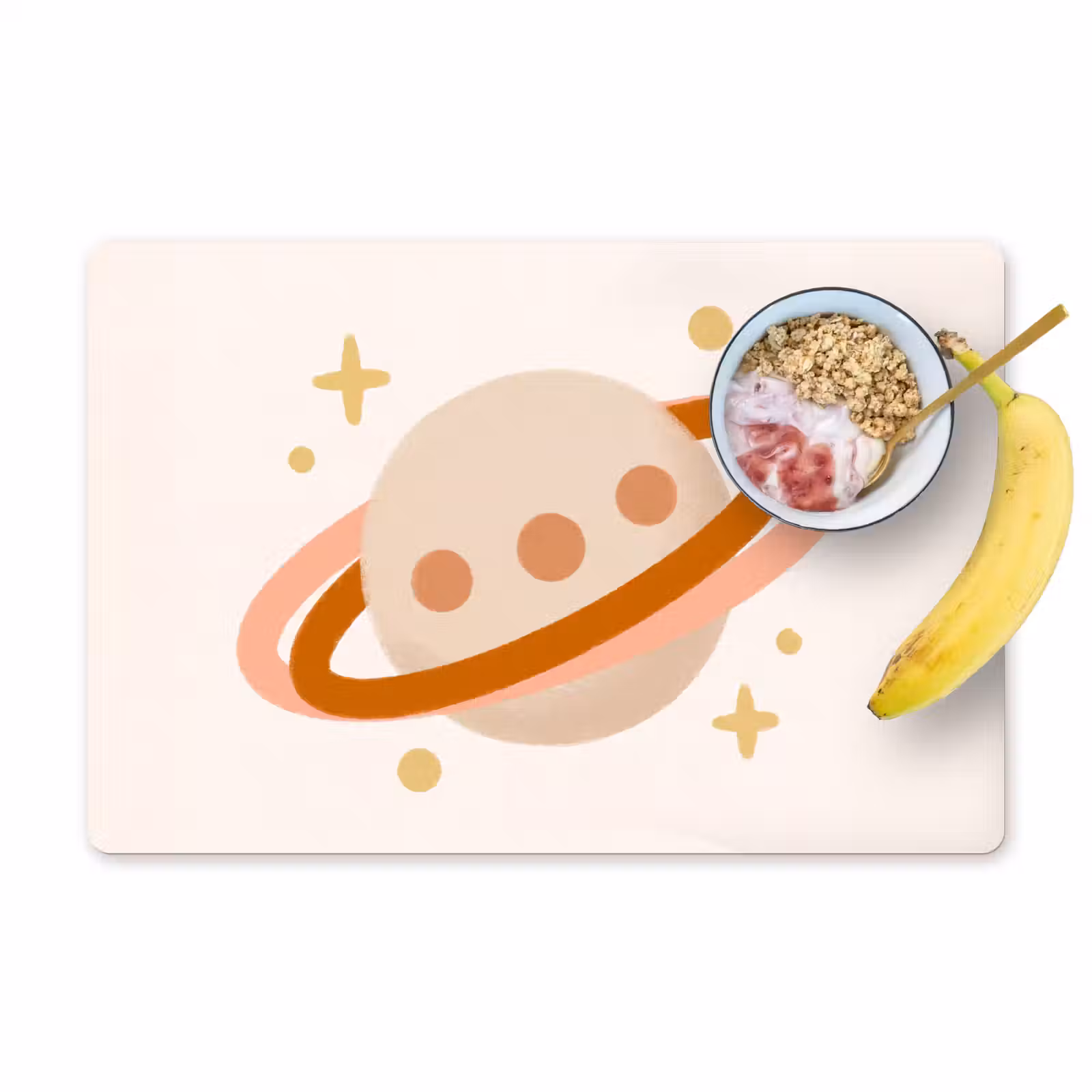 Placemat - 6 pieces - Planet - Rings - Space - Illustration - Beige — 1