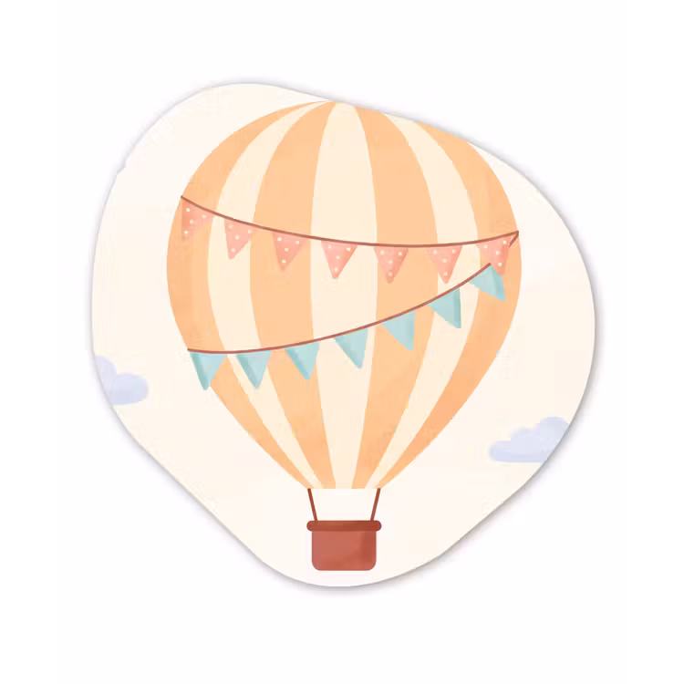 Organic - Forex - Hot Air Balloon - Clouds - Illustration - Soft - Children's Room — 1