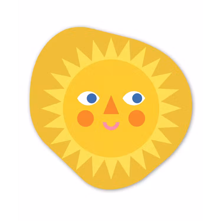 Organic painting - Aluminum -. Sun - Face - Summer - Illustration - Yellow — 1