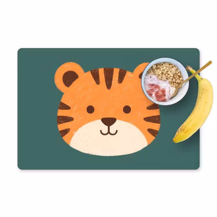 Placemat - 6 pieces - Animals - Head - Orange - Illustration - Modern — 1
