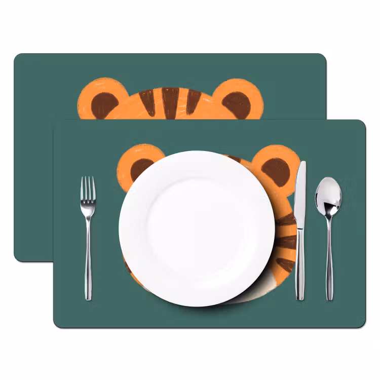 Placemat - 6 pieces - Animals - Head - Orange - Illustration - Modern — 2