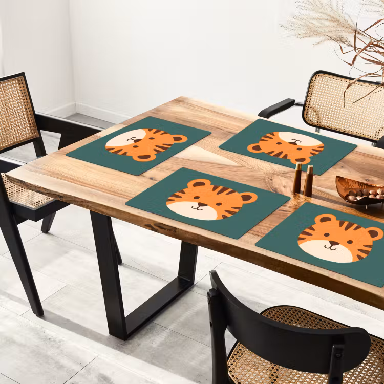 Placemat - 6 pieces - Animals - Head - Orange - Illustration - Modern — 4