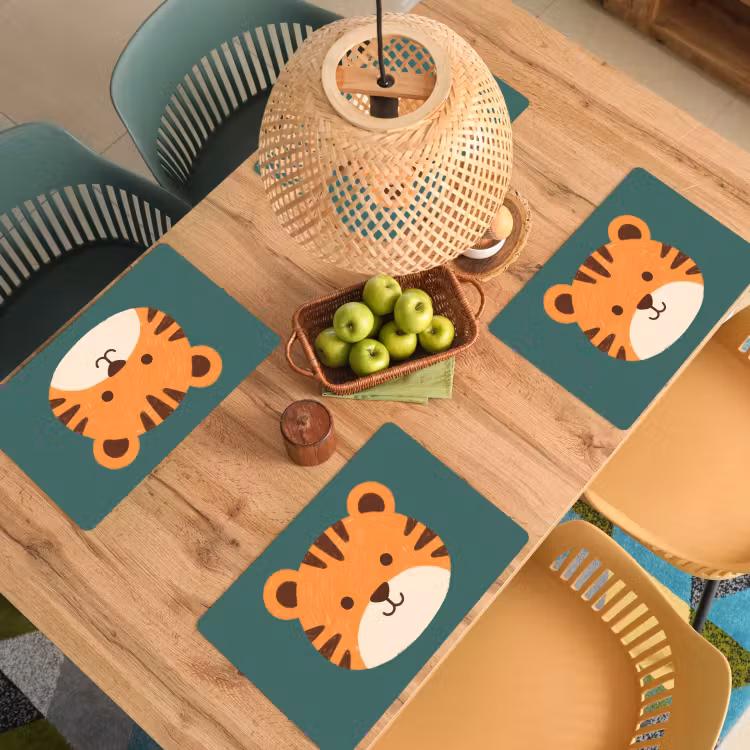 Placemat - 6 pieces - Animals - Head - Orange - Illustration - Modern — 5