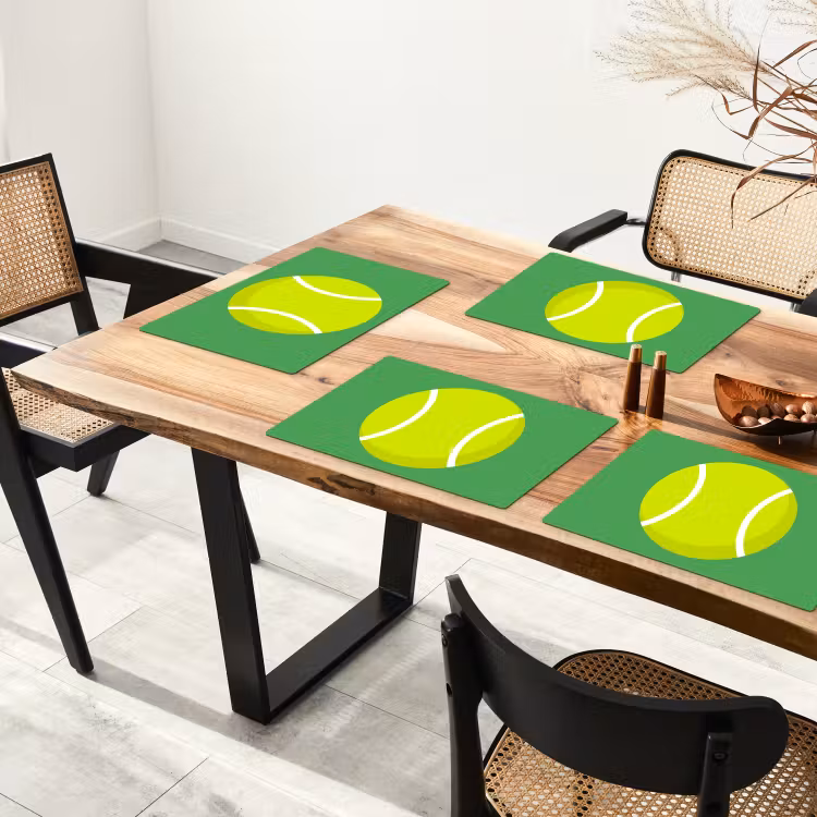 Placemat - 6 pieces - Ball - Yellow - Sports - Green - Illustration — 4