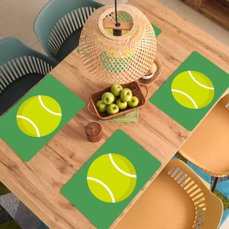 Placemat - 6 pieces - Ball - Yellow - Sports - Green - Illustration — 5