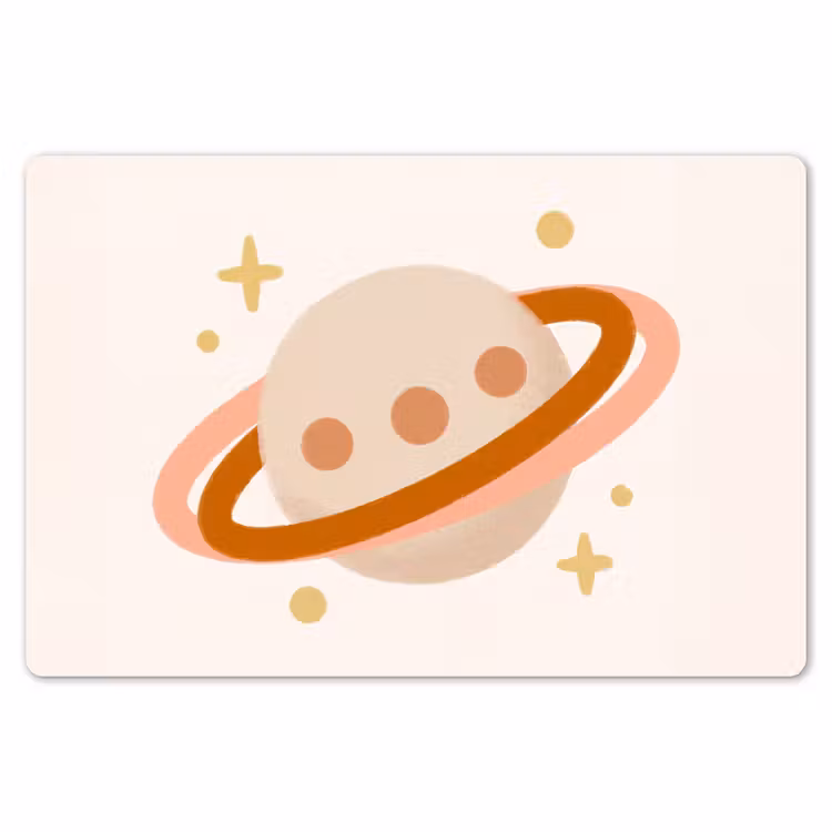 Placemat - 6 pieces - Planet - Rings - Space - Illustration - Beige — 6