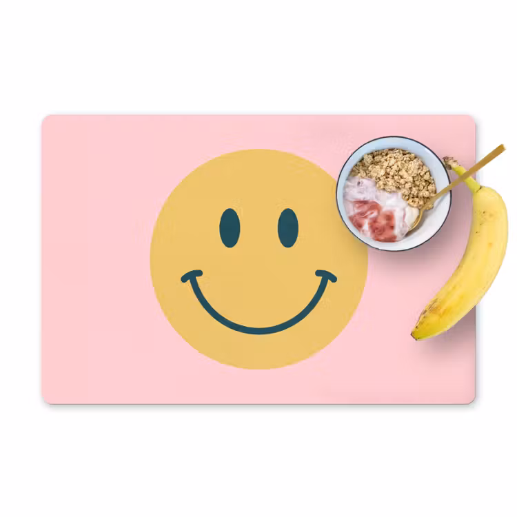 Placemat - 6 pieces - Smiley - Yellow - Pink - Symbol - Minimalist — 1
