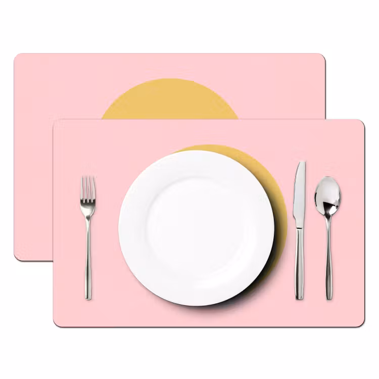 Placemat - 6 pieces - Smiley - Yellow - Pink - Symbol - Minimalist — 2