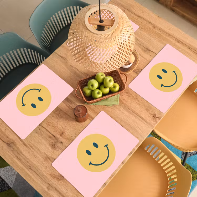 Placemat - 6 pieces - Smiley - Yellow - Pink - Symbol - Minimalist — 5