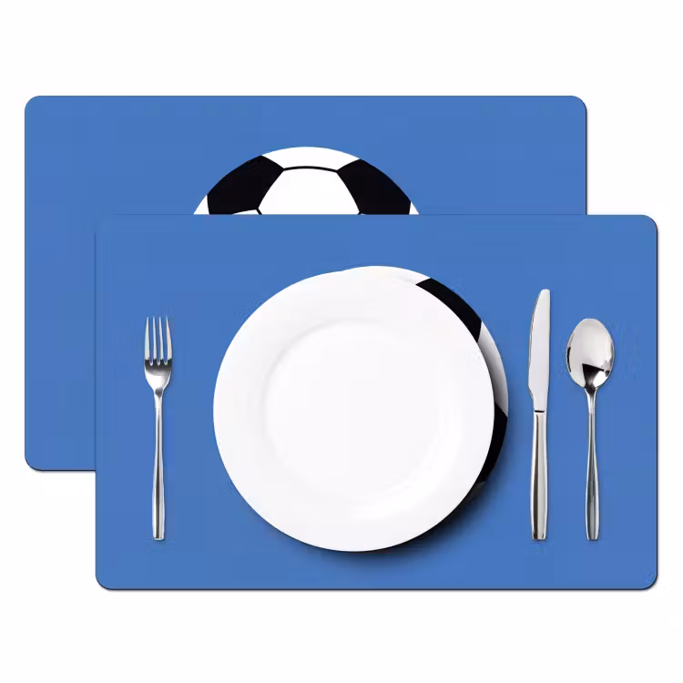 Placemat - 6 pieces - Soccer - Black and White - Sports - Illustration - Blue — 2