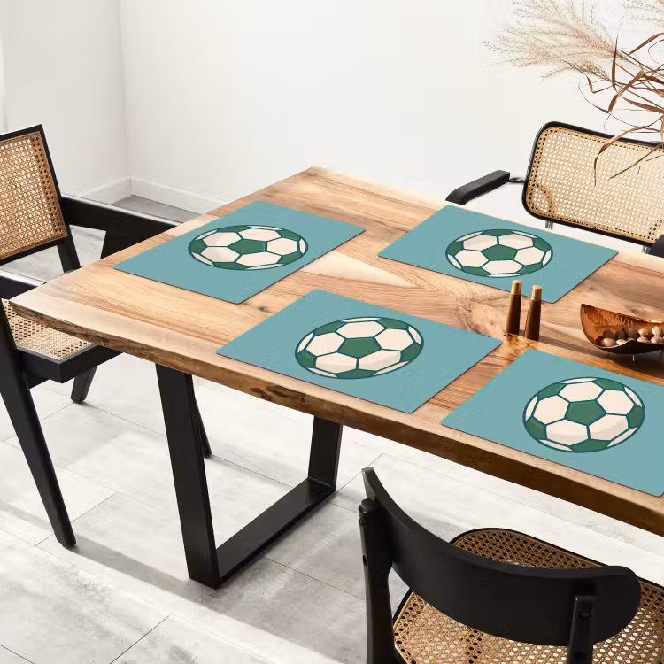 Placemat - 6 pieces - Soccer - Geometric - Sports - Illustration - Blue-green — 4