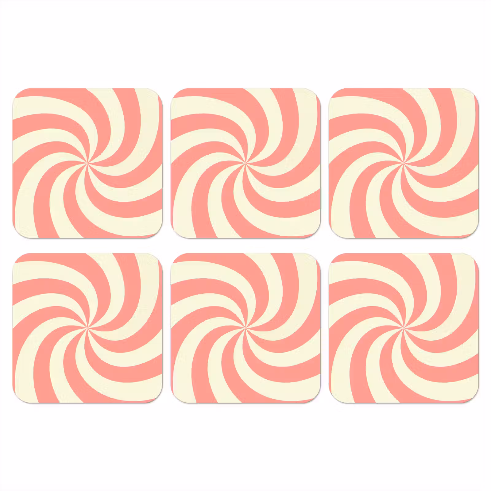 Coaster - Spiral - Pattern - Abstract - Pink - Beige — 1