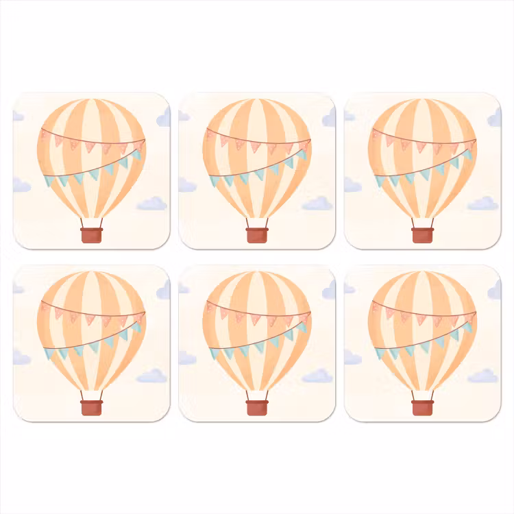Coaster - Hot Air Balloon - Clouds - Illustration - Soft - Children's Room — 1