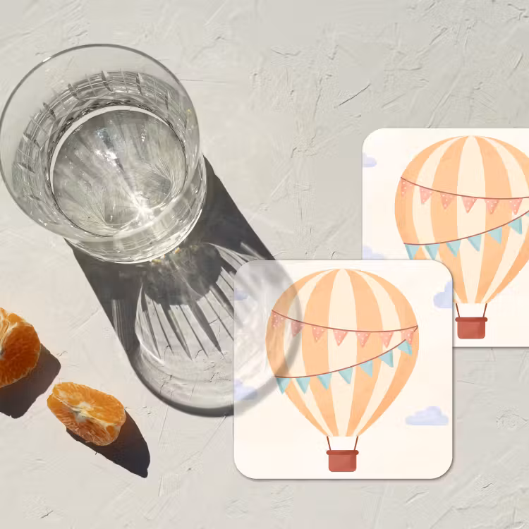 Coaster - Hot Air Balloon - Clouds - Illustration - Soft - Children's Room — 2