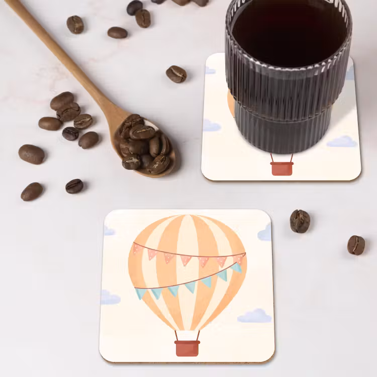 Coaster - Hot Air Balloon - Clouds - Illustration - Soft - Children's Room — 4
