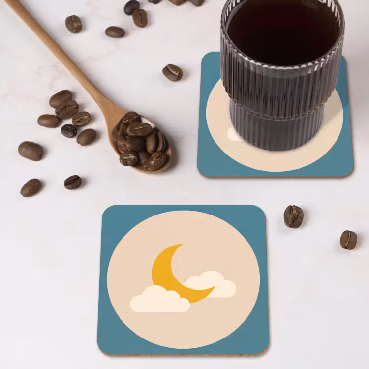 Coaster - Moon - Clouds - Nature - Abstract - Yellow — 4