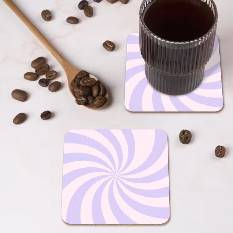 Coaster - Pattern - Spiral - Abstract - Modern - Purple-Pink — 4