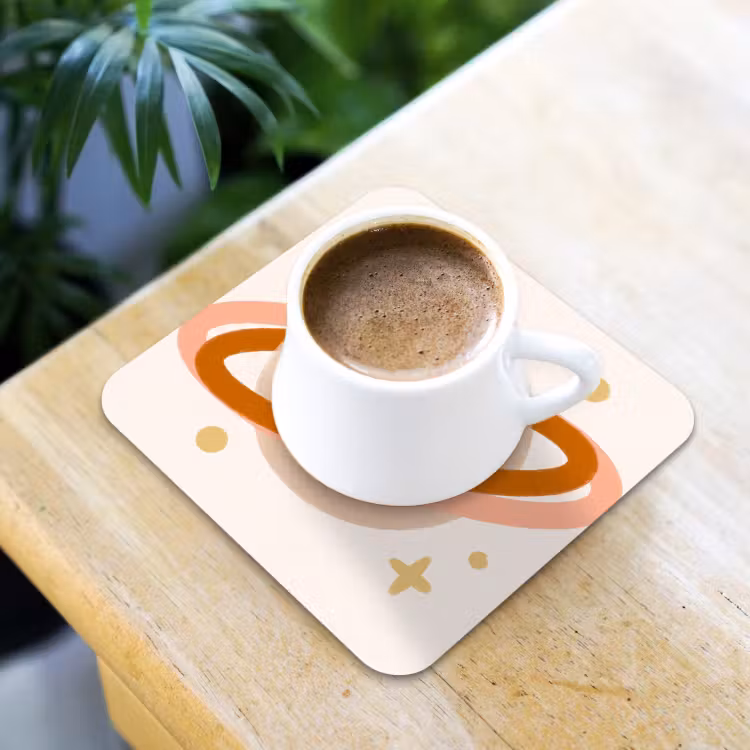 Coaster - Planet - Rings - Space - Illustration - Beige — 3