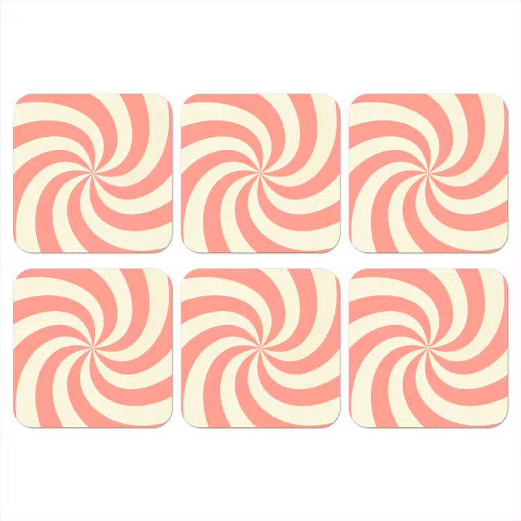 Coaster - Spiral - Pattern - Abstract - Pink - Beige — 1