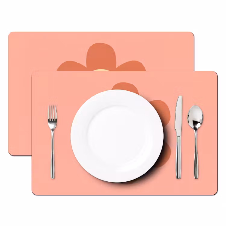 Placemat - 6 pieces - Flowers - Cartoon - Child - Pink — 2