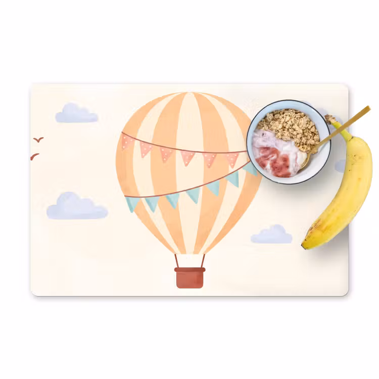 Placemat - 6 pieces - Hot Air Balloon - Clouds - Illustration - Soft - Children's Room — 1