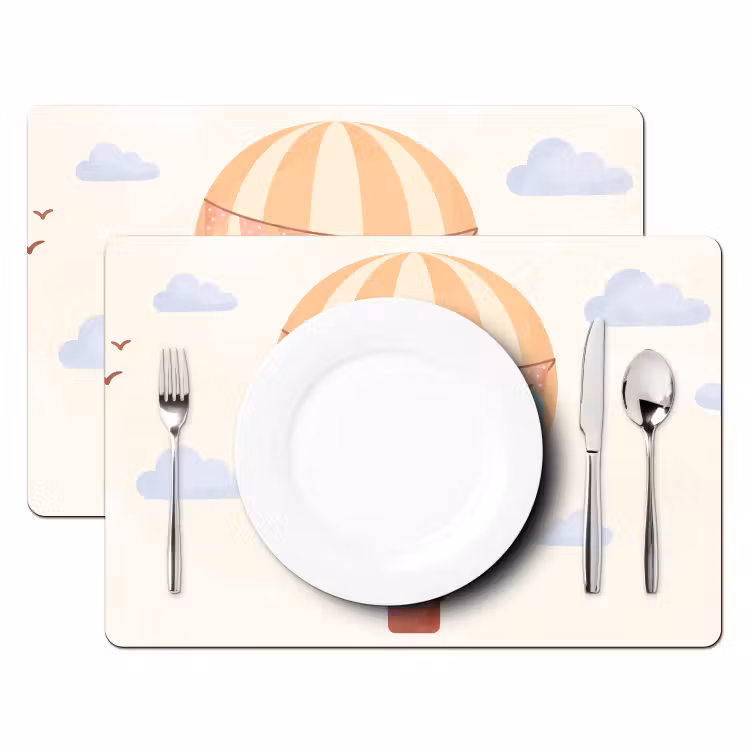 Placemat - 6 pieces - Hot Air Balloon - Clouds - Illustration - Soft - Children's Room — 2