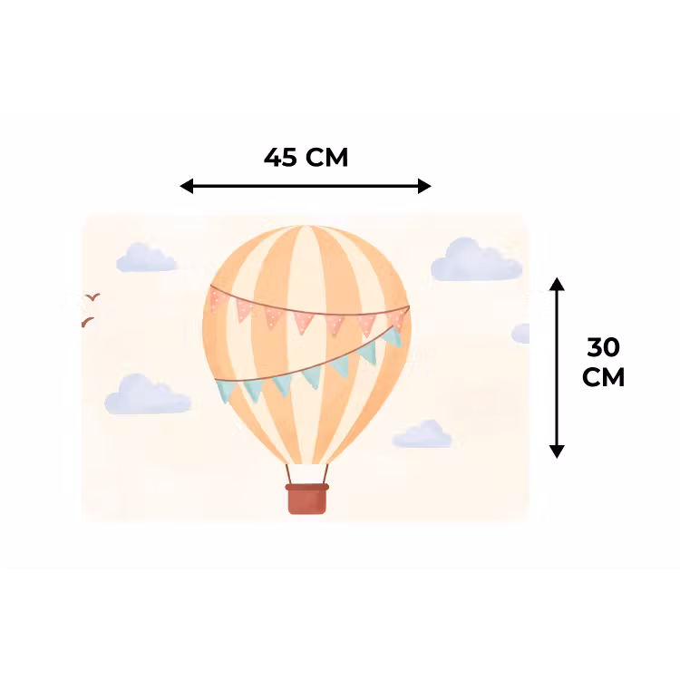 Placemat - 6 pieces - Hot Air Balloon - Clouds - Illustration - Soft - Children's Room — 3