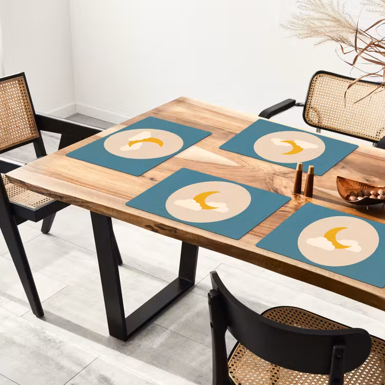 Placemat - 6 pieces - Moon - Clouds - Nature - Abstract - Yellow — 4
