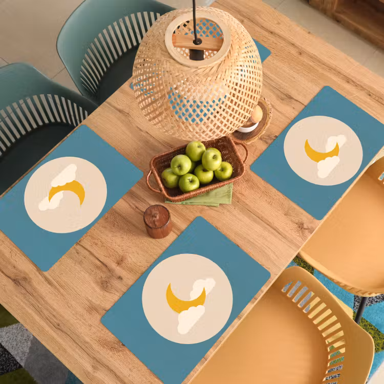 Placemat - 6 pieces - Moon - Clouds - Nature - Abstract - Yellow — 5
